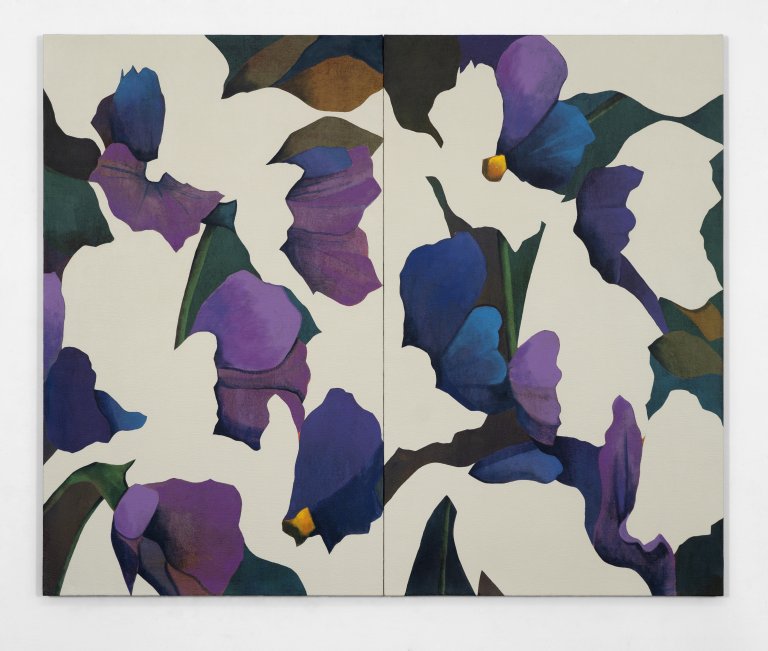 Artwork by Ryan Mrozowski. The composition features a dynamic interplay of repeated botanical forms, bold color contrasts, and subtle shifts in pattern. The piece explores themes of perception and repetition, drawing the viewer into its rhythmic visual structure