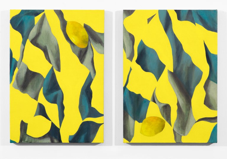 Artwork by Ryan Mrozowski. The composition features a dynamic interplay of repeated botanical forms, bold color contrasts, and subtle shifts in pattern. The piece explores themes of perception and repetition, drawing the viewer into its rhythmic visual structure