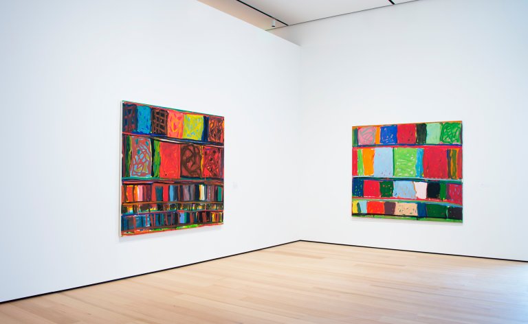 Large-scale abstract paintings by Stanley Whitney, showcasing a harmonious blend of structured color fields with spontaneous brushwork, evoking a sense of movement and rhythm."